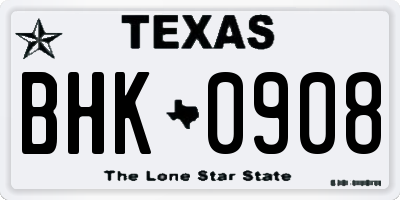 TX license plate BHK0908