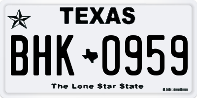 TX license plate BHK0959