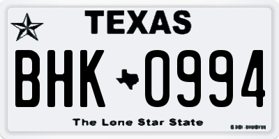 TX license plate BHK0994
