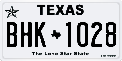 TX license plate BHK1028