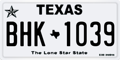 TX license plate BHK1039
