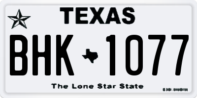 TX license plate BHK1077