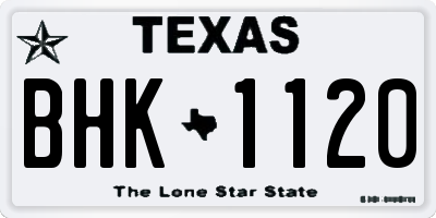TX license plate BHK1120