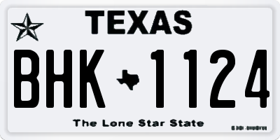 TX license plate BHK1124