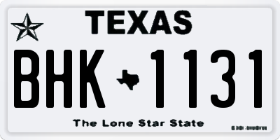 TX license plate BHK1131