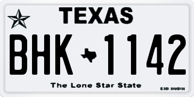 TX license plate BHK1142