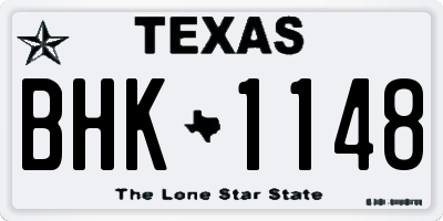 TX license plate BHK1148