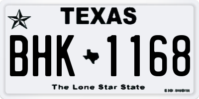 TX license plate BHK1168