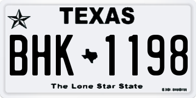 TX license plate BHK1198