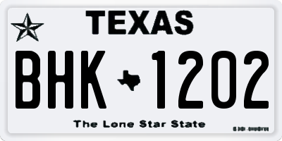 TX license plate BHK1202