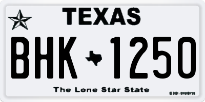 TX license plate BHK1250
