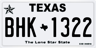 TX license plate BHK1322