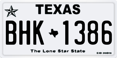 TX license plate BHK1386