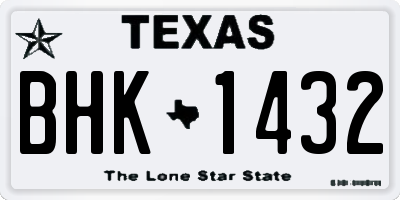 TX license plate BHK1432