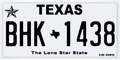 TX license plate BHK1438