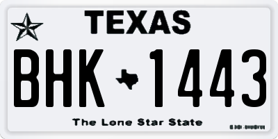 TX license plate BHK1443