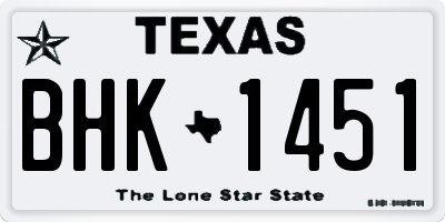 TX license plate BHK1451