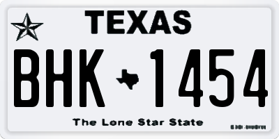 TX license plate BHK1454