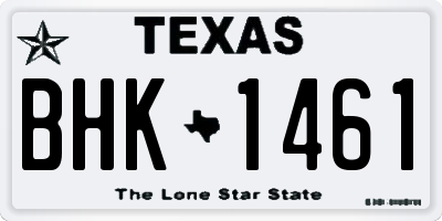 TX license plate BHK1461