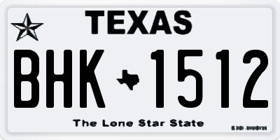TX license plate BHK1512