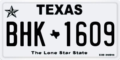 TX license plate BHK1609