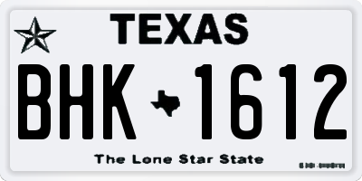 TX license plate BHK1612