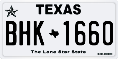 TX license plate BHK1660
