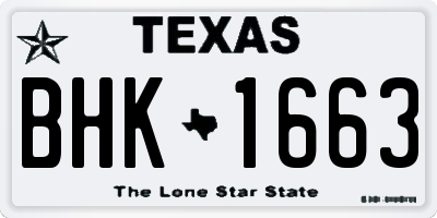 TX license plate BHK1663