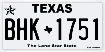 TX license plate BHK1751