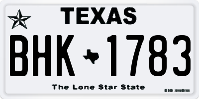 TX license plate BHK1783