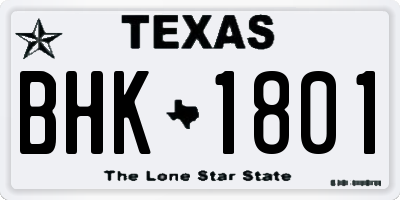 TX license plate BHK1801