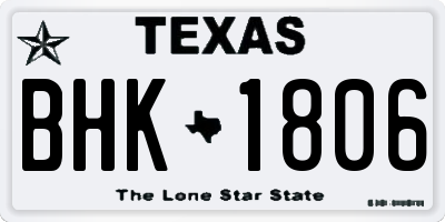 TX license plate BHK1806