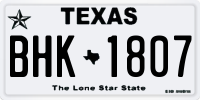 TX license plate BHK1807