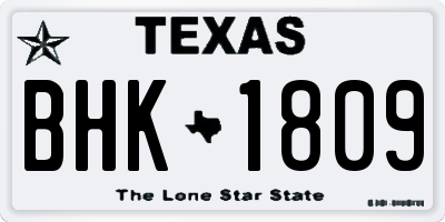 TX license plate BHK1809