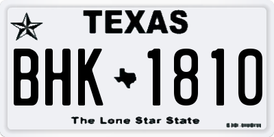 TX license plate BHK1810