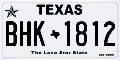 TX license plate BHK1812