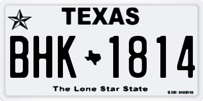 TX license plate BHK1814