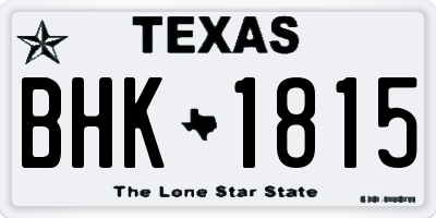 TX license plate BHK1815
