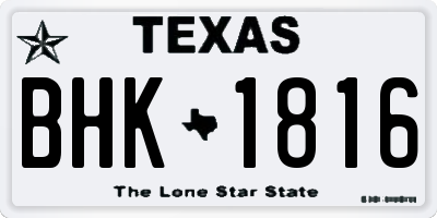 TX license plate BHK1816