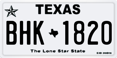 TX license plate BHK1820