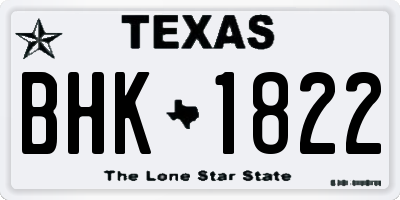 TX license plate BHK1822