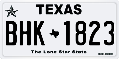TX license plate BHK1823