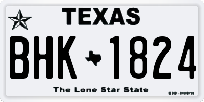 TX license plate BHK1824
