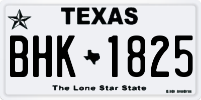 TX license plate BHK1825