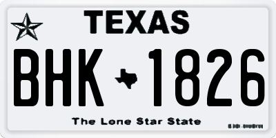 TX license plate BHK1826