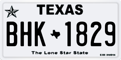 TX license plate BHK1829