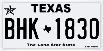 TX license plate BHK1830