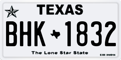 TX license plate BHK1832
