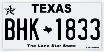 TX license plate BHK1833