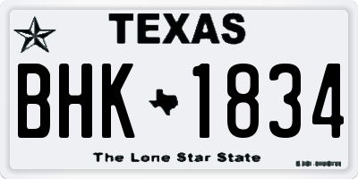 TX license plate BHK1834
